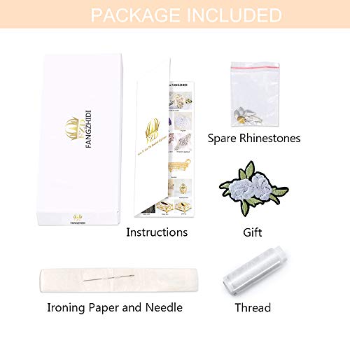 Crystal Applique with Champagne Back Adhesive, FANGZHIDI Beaded Applique with Silver Rhinestone Claw- Best for DIY on Wedding Dress, Bridal Belt Sash - Thumbnail 6