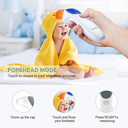 Baby Forehead and Ear Thermometer for Fever【New Design】,Annsky Professional Medical Infrared Digital Fever Temporal Thermometers with Flashlight, Instant Accurate Reading for Baby Kids and Adults