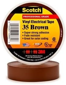 3M Scotch® Vinyl Color Coding Electrical Tape 35, 3/4 in x 66 ft, QTY 2 ROLLS (Brown)