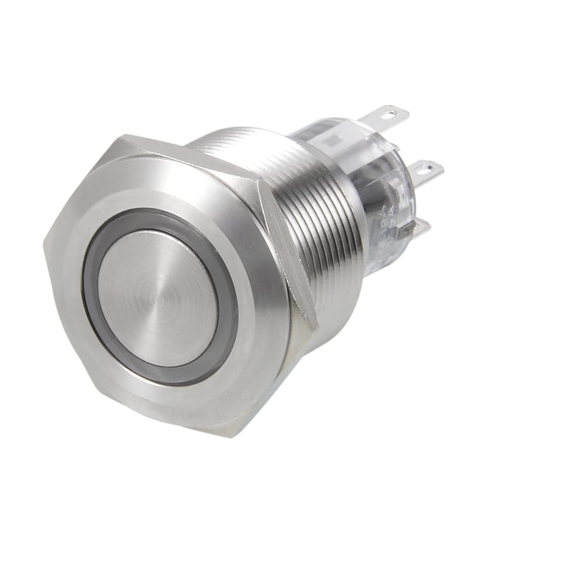 sourcing map Latching Metal Push Button Switch 22mm Mounting Dia DPDT 2NO 2NC 24V Blue LED Light