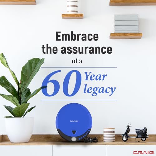 Craig CD2808-BL Personal CD Player with Headphones in Blue and Black | Portable and Programmable CD Player | CD/CD-R Compatible | Random and Repeat Playback Modes |