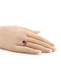 Gem Stone King Anillo de mujer de plata de ley con rubí rojo (2,39 quilates, 0.354 x 0.276 in ovalado) (disponible 5,6,7,8,9)