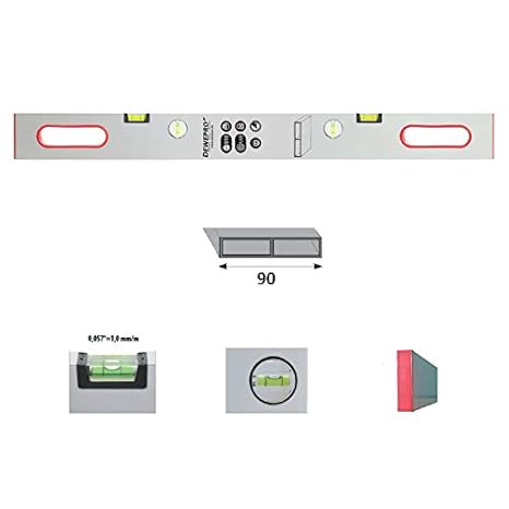 DEWEPRO® Alu Richtlatte - Setzlatte - Abziehlatte mit 4 Libellen und 2 Handgriffe - Länge: 200cm / 2,0m
