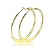 50mm Basketball Flattened Hoop Earrings 14K Gold For Girls Womens Nice Gift (gold)