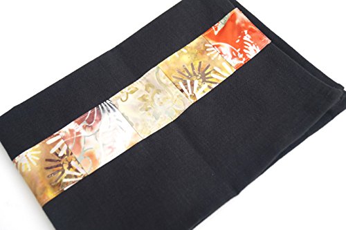 Black Kitchen Towel with Rich Earth Tones Patchwork