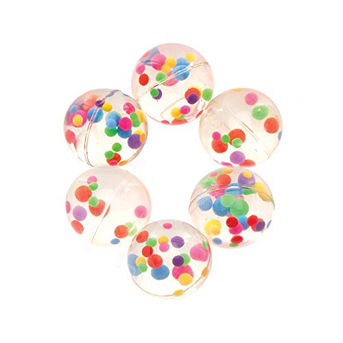 Baker Ross Rainbow Bead Bouncy Ball (Pack of 6) Rubber Balls for Kids Rainbow Dots Design Bounce Ball for Kids Party Favours or The Playground