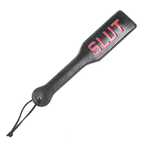 PU Leather Sex Spanking Paddle, Adult Flogger Bondage Flirting Hand Sexual Whip Slave Role Play Fetish Sex Toy (Black)