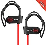 Bluetooth Headphones, Villain - Wireless Earbuds, Best Sports In-Ear Earphones, HD Stereo Sound - Noise Cancelling Mic - IPX7 Waterproof Headsets for Gym, Running, Workout, Outdoor