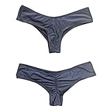 CFR Sexy Women's Bikini Bottom V Cheeky Ruched T-Back Ladies Swimsuit Black,M UPS Post