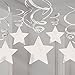 Silver Shooting Stars Hanging Foil Swirls - 18