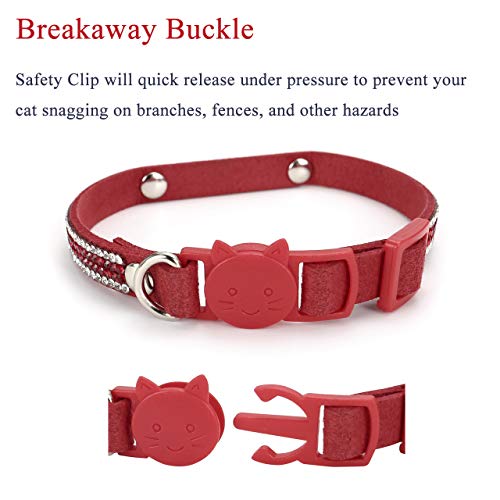 Mogoko Personalized Breakaway Cat Diamond Collar, Customized Bling