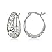 Hoops & Loops 925 Sterling Silver Open Fiigree Heart Swirl High Polished Oval Hoop Earrings for Women, Silver