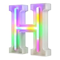 WARMTHOU Neon Letter Lights 26 Alphabet Letter Bar Sign Letter Signs for Wedding Christmas Birthday Partty Supplies,USB/Battery Powered Light Up Letters for Home Decoration-Colourful H