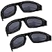 grinderPUNCH 3 Pair Motorcycle Riding Glasses for Half Helmet 3 Pairs Smoke Sunglasses