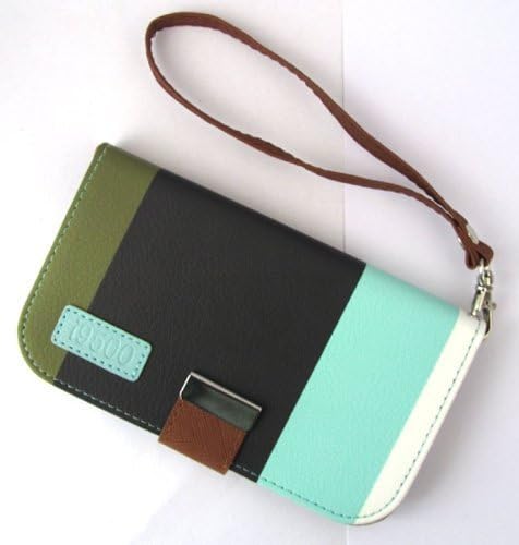 Jws Group Samsung i9500 Galaxy S4 Premium PU Leather Wallet Case With Card Holder (Blue+Black+Green)