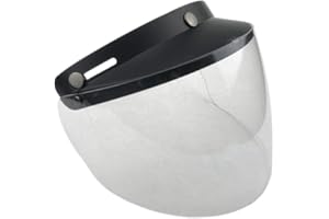 WANCAR Standard 3-Snap Button Universal Visor for Open Face Motorcycle Helmet Wind Shield Flip Up Down(Clear)