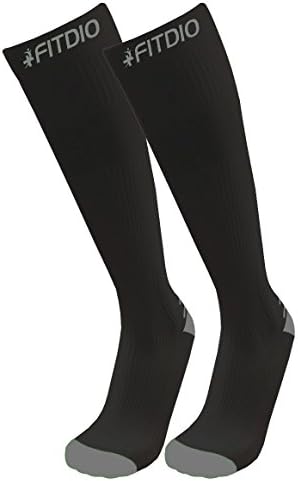 Wide Calf Plus Size Knee High 15-20mmHG Sports Compression Socks (Black/Grey)
