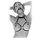 Agoky Women's Faux Leather Harness Collar Cupless Bra Open Mouth 2 Pcs Lingerie Set Role Play Costumes
