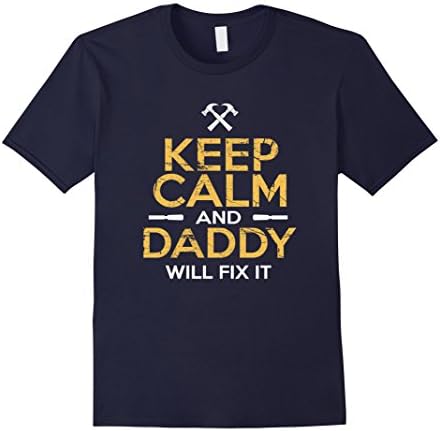 Mens Keep Calm and Daddy Will Fix It T-Shirt Large Navy