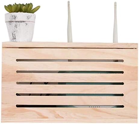 MOM Home Storage Shelves,Office Furniture Stands WiFi Router Box Cable Power Plug Wire Storage Boxes Wall Mount Floating Shelf Occlusion Box Electric Box Decoration Box Bedroom Space Saving,Wood Col