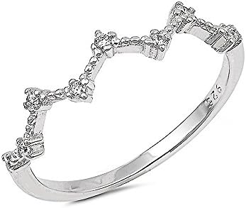 Sterling Silver Clear Cubic Zirconia Constellation CZ Ring - Size 8
