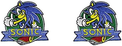 Sonic Retro SEGA Classic Game Logo Cosplay Badge Embroidered Iron or Sewn-On Applique Patch 2-Pack Gift Set