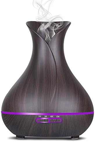 Aroma Essential Oil Diffuser Aromatherapy 400mL Ultrasonic Cool Mist Aroma Diffuser with Waterless Auto Shut-off 7 color LED lights for Bedroom Living Room Spa Baby (400ml, Dark)