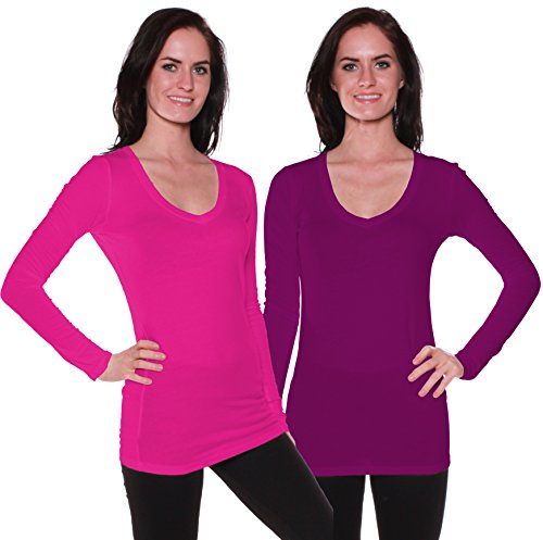 Sleeve V-Neck Tee t Shirts- 2 Pack Deal 