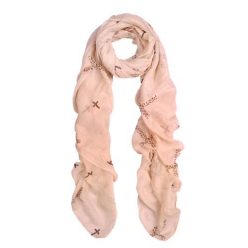 Elegant Leopard Cross Animal Print Scarf, Blush