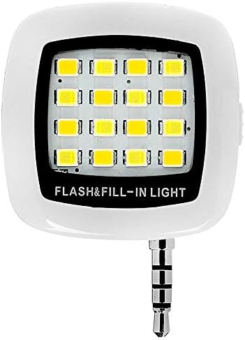 Zhuhaimei,Mini 16 LED Self-timer Enhanced Dimmer Mobile Phone Camera Flash Filling Lamp(color:WHITE)