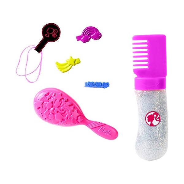 Barbie FXN96 - Regenbogen-Glitzerhaar Puppe mit Langen blonden Haaren, versteckter Regenbogen aus fünf Farben, Glitzergel, Haarbürste,Haarstyling-Zubehör, Spielzeug Geschenk für Kinder ab 5 Jahren – Bild 6