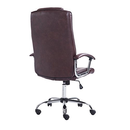 HOMCOM-Poltrona-Sedia-da-Ufficio-Dirigenziale-Sedia-Regolabile-Girevole-62-x-68-x-115-123cm-Marrone
