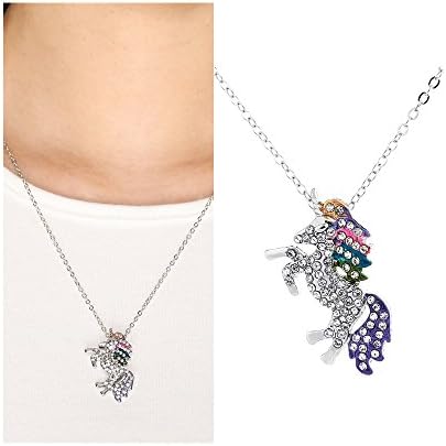 WLLAY Unicorn Necklace - Rainbow Crystal Unicorn Necklace For Girls - Unicorn Rainbow Necklace