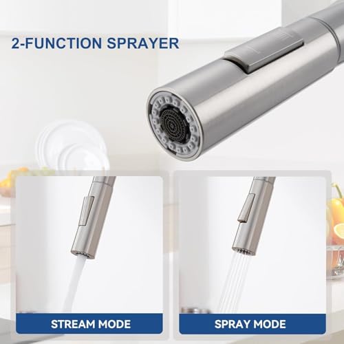 Lonheo Kitchen Sink Tap, Kitchen Mixer Tap with Pull-Out Hand, 2 Modes, Stainless Steel Kitchen Faucets 360° Swivel for Hot and Cold Water