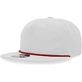 5 Panel High Profile Relaxed Cotton Blend Rope Hat, White/Red