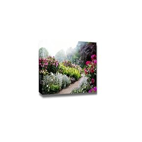 Canvas Prints Wall Art - Colorful Flowers and Quiet Lane in a Summer Morning | Modern Wall Decor/Home Art Stretched Gallery Canvas Wraps Giclee Print & Ready to Hang - 12" x 18"