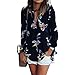 ZXZY Women Bohemian Floral Print Shirts and Blouses BLACK CHIFFON BLOUSE