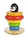Adorable Penguin Wooden Ring Colorful Rainbow Stacker - Solid Wood Educational Baby Toy for Toddler Boys and Girls Age 1 Year and Up - Classic Developmental Sorting and Stacking Toy