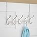 mDesign Decorative Over Door 10 Hook Metal Storage Organizer Rack for Coats, Hoodies, Hats, Scarves, Purses, Leashes, Bath Towels, Robes, Men and Womens Clothing - 2 Pack - Pearl White