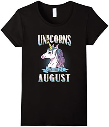 Womens Birthday Unicorn August Shirt Medium Black