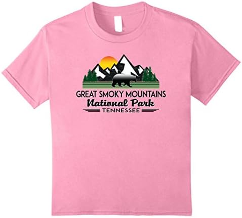 Kids Great Smoky Mountains T-Shirt National Park Tennessee 10 Pink