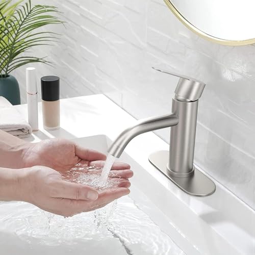 LKUWEE Llaves para Lavabo Baño, Mezcladora para Lavabo de Acero Inoxidable, Llave para Lavabo de Baño Agua Caliente y Fría Grifo con 2 Manguera