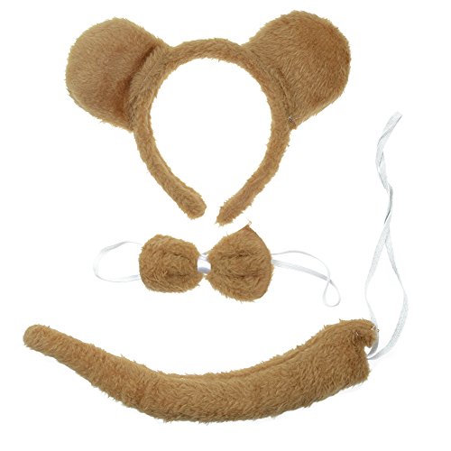 BAOBAO 3pcs Adult Child Animal Ears Hairband Bow Ties Tail Set Party Cosplay Costume