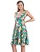 TAM WARE Womens Casual Fit and Flare Floral Sleeveless Dress TWCWD054-GREEN-US S