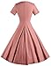 GownTown Women's 1950s Retro Vintage V-Neck Party Swing Dress Cocktail Dress Salmon