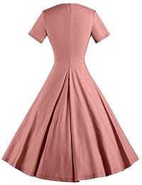 GownTown Vestido de fiesta con cuello en V, estilo retro, años 50, para mujer