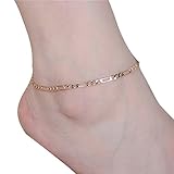 Bolayu Women Lady Simple Fashion Gold Anklet Metal Chain Anklets (Gold)