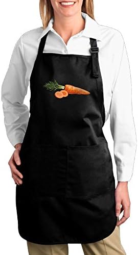 Dogquxio Vegetables Carrots Professional Bib Apron With 2 Pockets For Women Men Adults Black