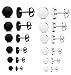 Jstyle Stainless Steel Mens Womens Stud Earrings Pierced Tunnel Black 3-8mm 12 Pairs