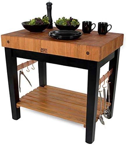 Amazon.com: John Boos OC Oak Country Table - Blended Butcher Block Top,  36"W x 25"D - Two Shelves, Barn Red Base : Industrial & Scientific